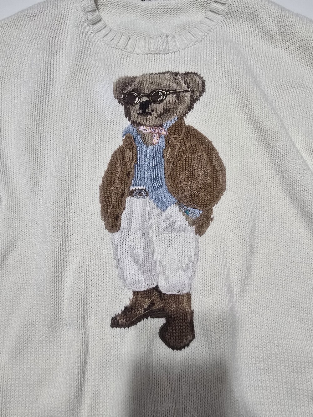 Polo Ralph Lauren Bear Long Sleeve Crew Neck Sweater Size L - Picture 4 of 12